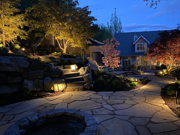 Landscape Lighting with Stone Pathway
